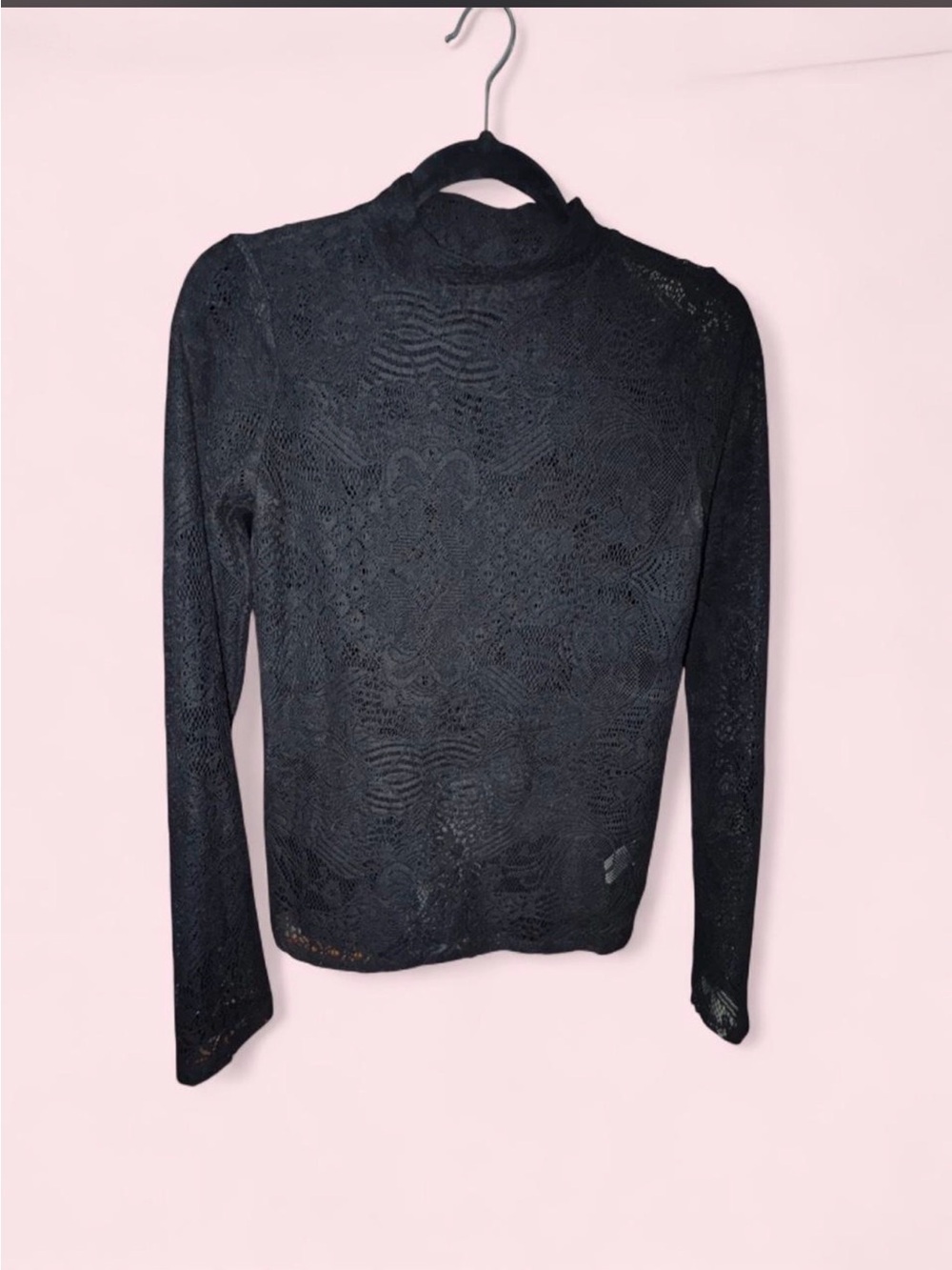 Express Black Sheer Long Sleeve Lace Blouse